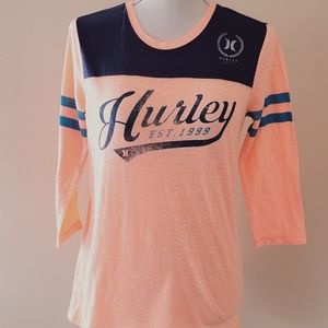 Hurley neon henley tee size small